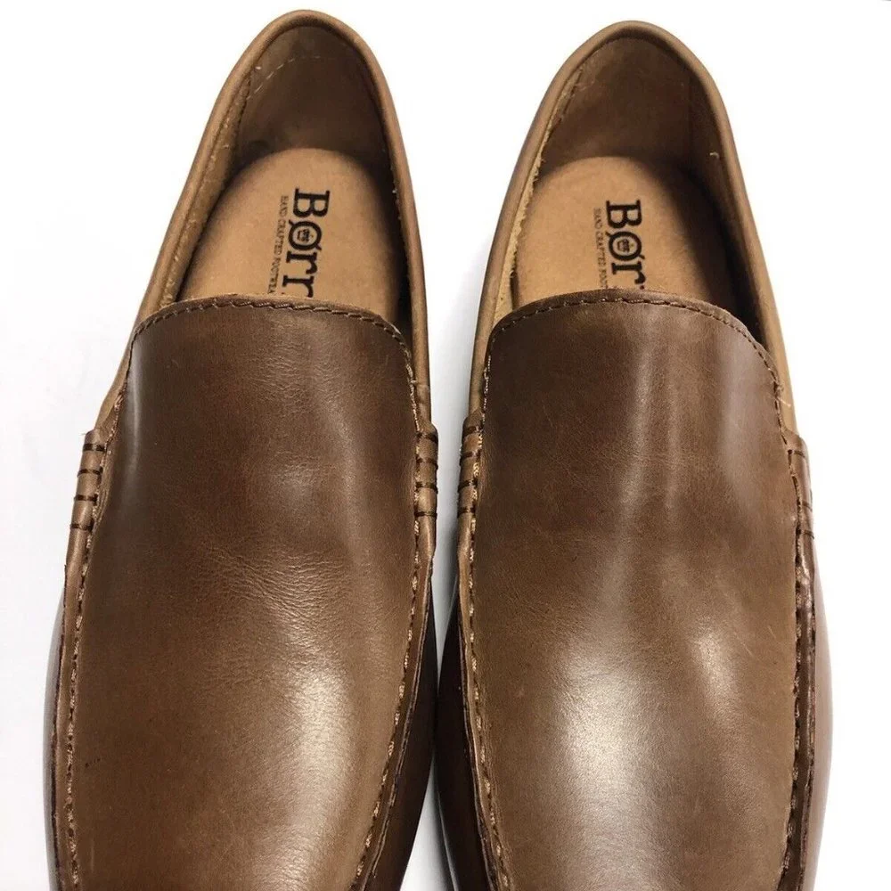 Born Men’s Allan, Brown Leather Slip-On Shoes, Size 9.5M
